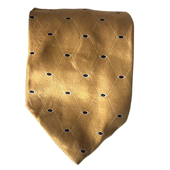 Andrew Fezza New York Silk Tie Mens Gold Necktie - Made in U.S.A. - Picture 1 of 12